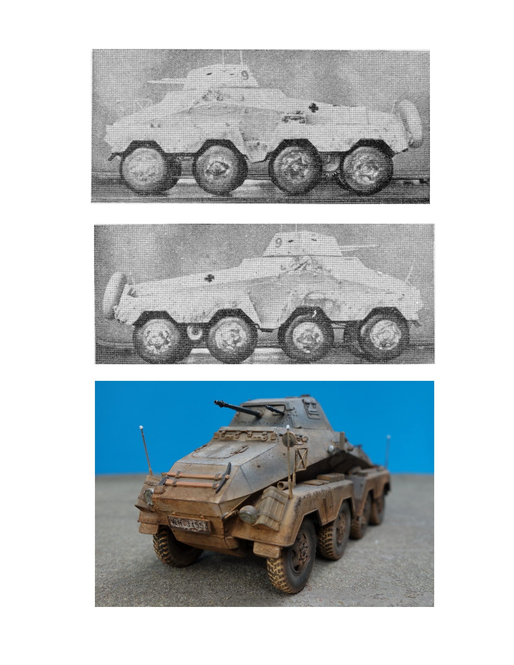 full size printed plan scale 1:24 german sd kfz 231 8-rad armoured car no materials. plan only