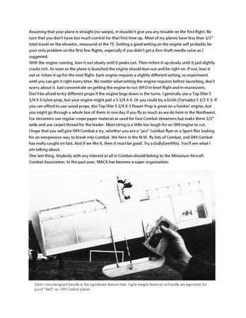full size printed plan & building notes  half‑a combat *gollygeewhiz* engine .049  wingspan 22