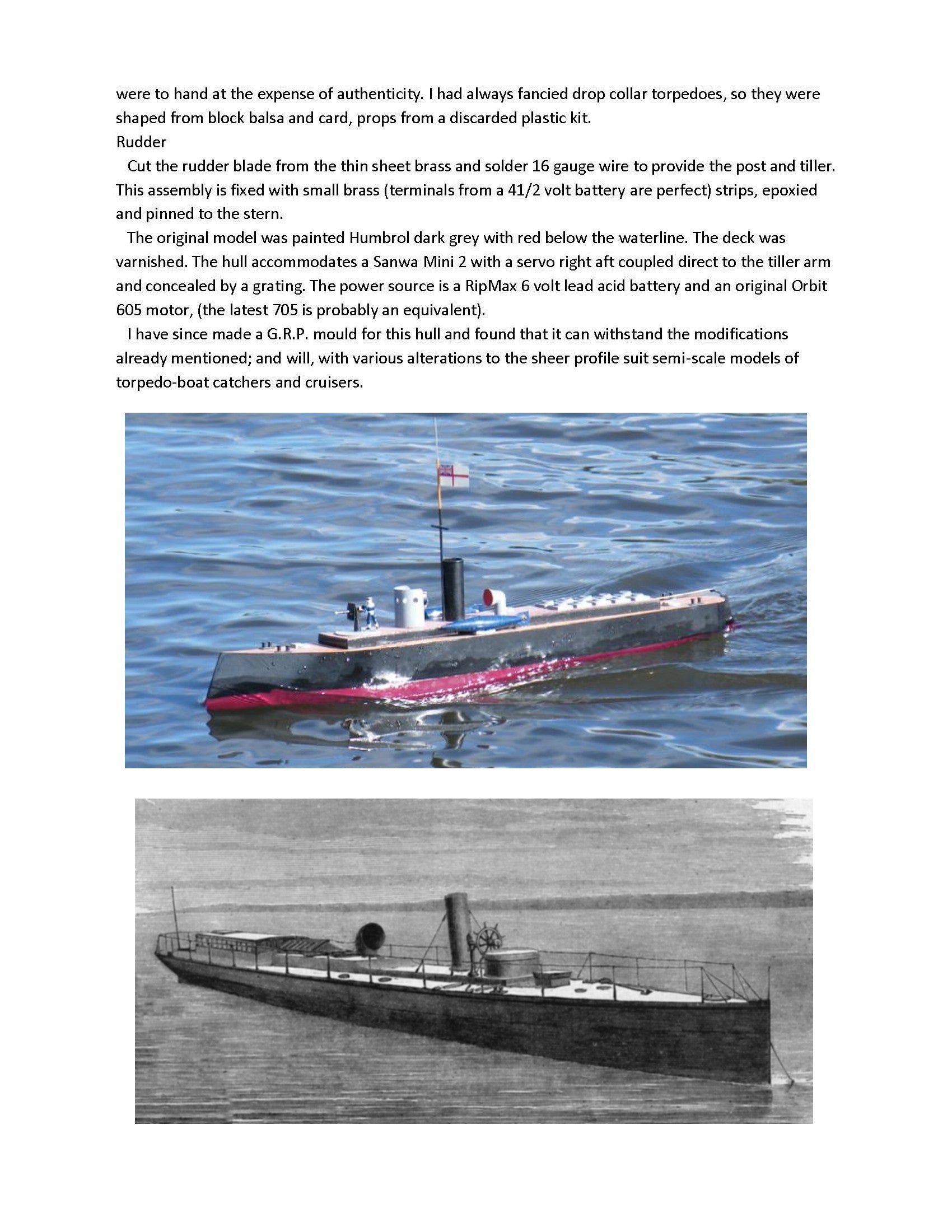 full size printed plans freelance torpedo boat l 32" suitable for electric power and radio control