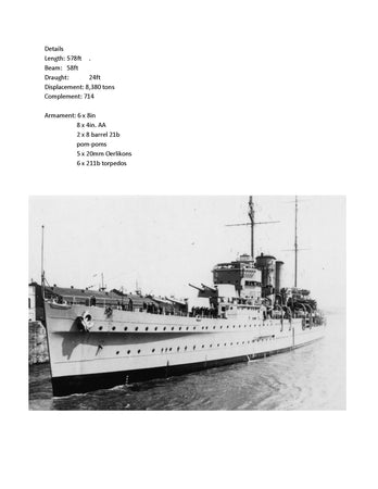 full size printed line drawings scale 1/144 york-class heavy cruiser h.m.s. exeter suitable for radio control
