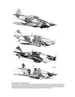 full size printed plans control line scale 1”= 1’ wingspan 40” hawker hurricane