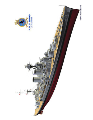 full size printed plans battle cruiser scale 1:192 h.m.s. hood l 54" suitable for radio control