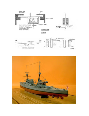 full size printed plans scale 1:142 battlecruiser l 49" suitable for radio control