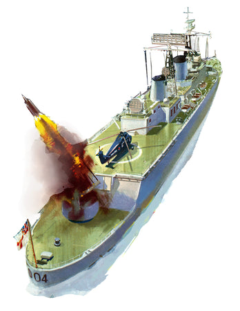 full size printed plan guided missile ship  scale 1:192  length 32 ½” for r/c