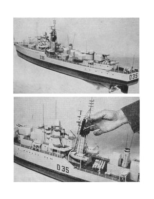 full size printed plan & article scale 1:96 daring class destroyer for radio control