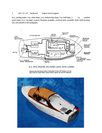 full size printed plans to build a higgins cabin cruiser  26"  scale 1:12  for radio control