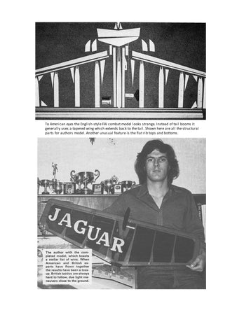 full size printed plan & building notes english-style fai combat *jaguar* wingspan 36 1/2"  engine .15