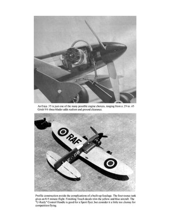 full size printed plan control line  wingspan 30”  engine .29 to .40 "jaguar"