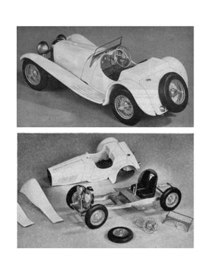 full size printed plan scale jaguar ss‑i00 sports car  not a beginner’s project as it is quite detailed