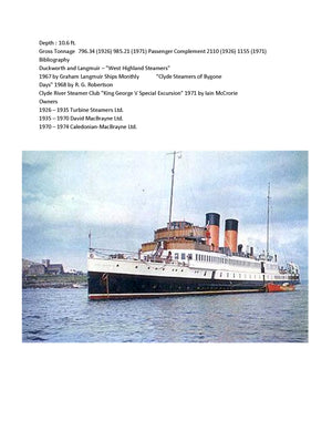 full size printed plans scale 3/16"=1ft  passenger steamer king george v l 49" suitable for radio control