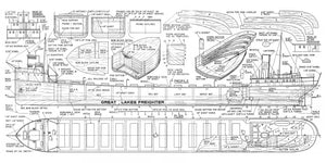 great lakes freighter 1:10 scale 45" full size printed plans for radio control