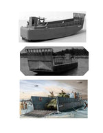 full size printed plan landing craft mechanized scale 1:16  l37 ½”  b 10 ½”  suitable for radio control