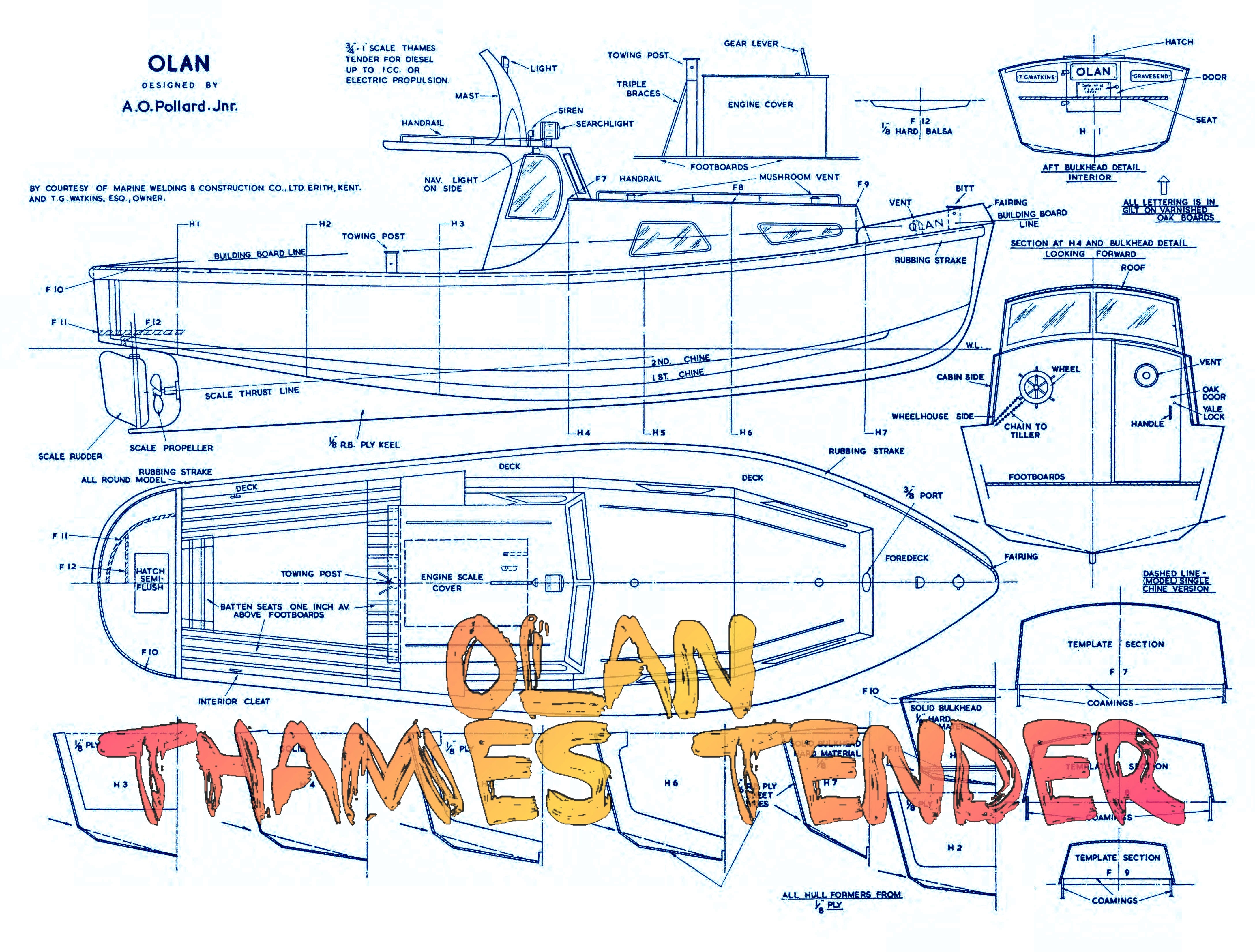 build a 1:16 scale thames tender  for r/c full size printed plans