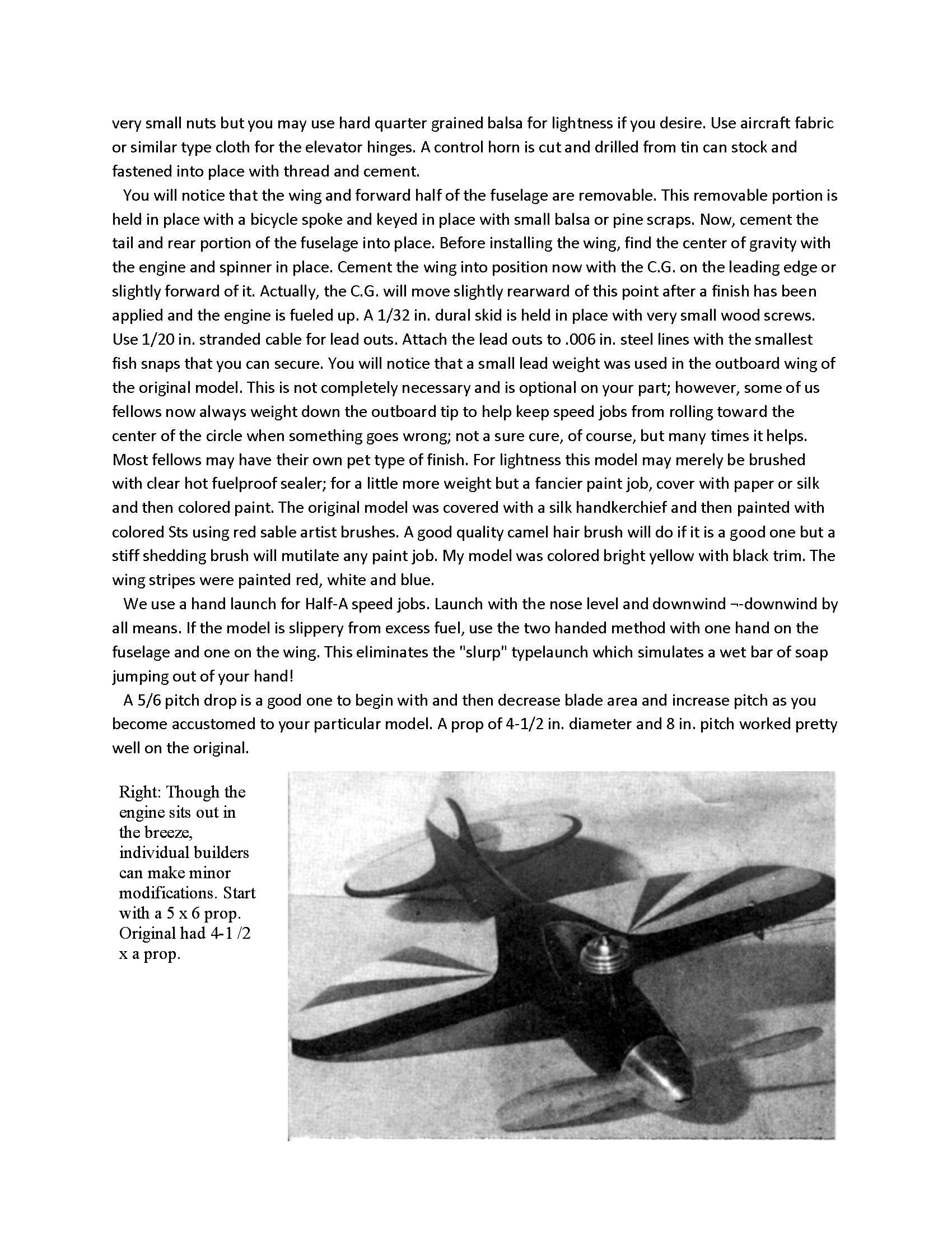 full size printed plan  1/2 a control line speed  lil’speed merchant. easy to build wingspan 9’