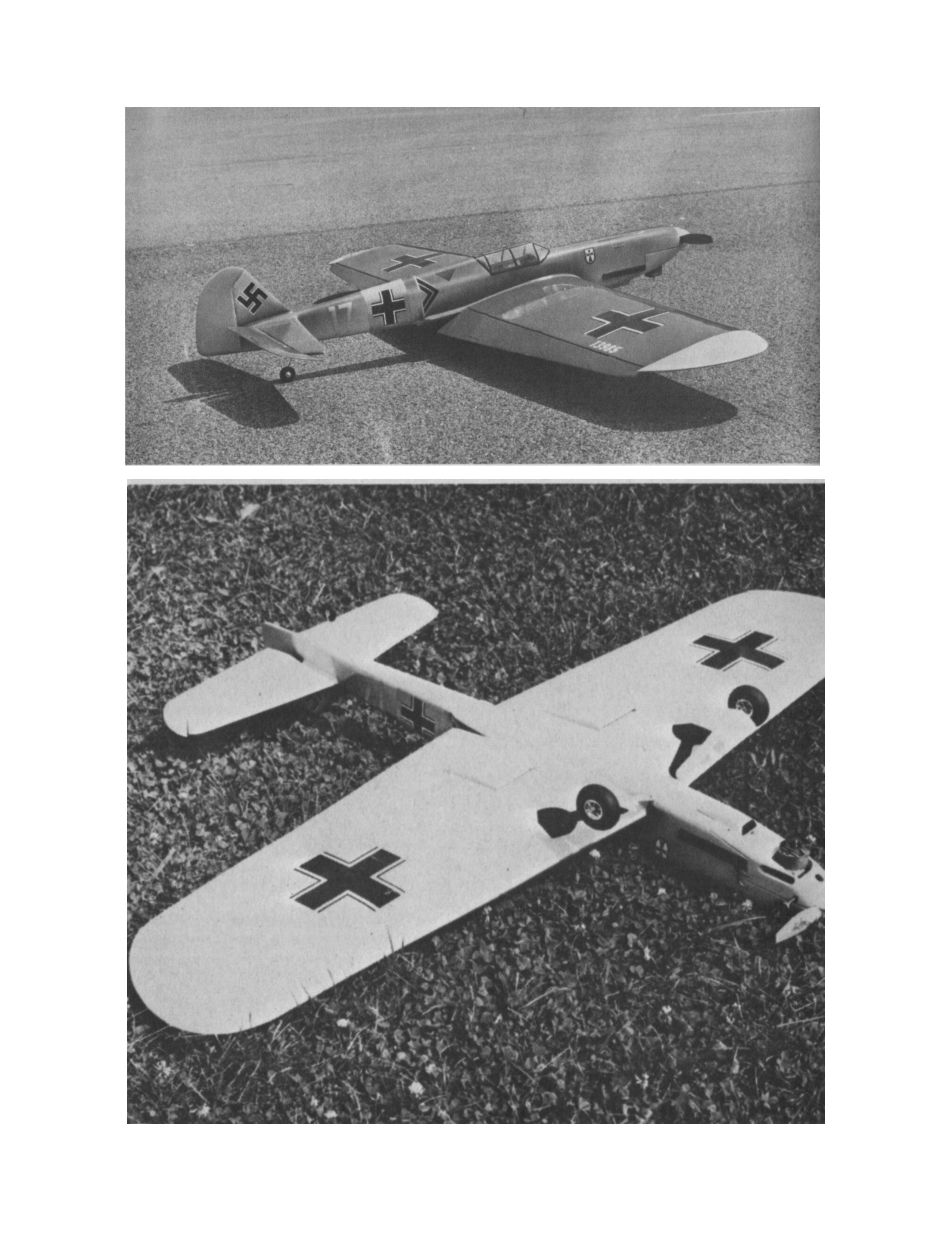 full size printed plan vintage 1970 semi-scale stunt controline “me 109” simplest to build and fly of them all
