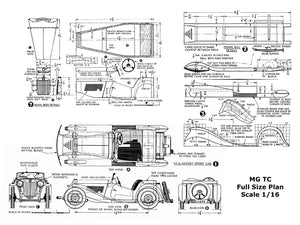 full size printed plan and article m g tc midget scale 1:16 (3/4"=1ft)