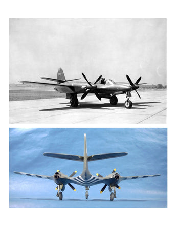 full size printed plans semi-scale 1:30 twin power rubber mcdonnell xp-67