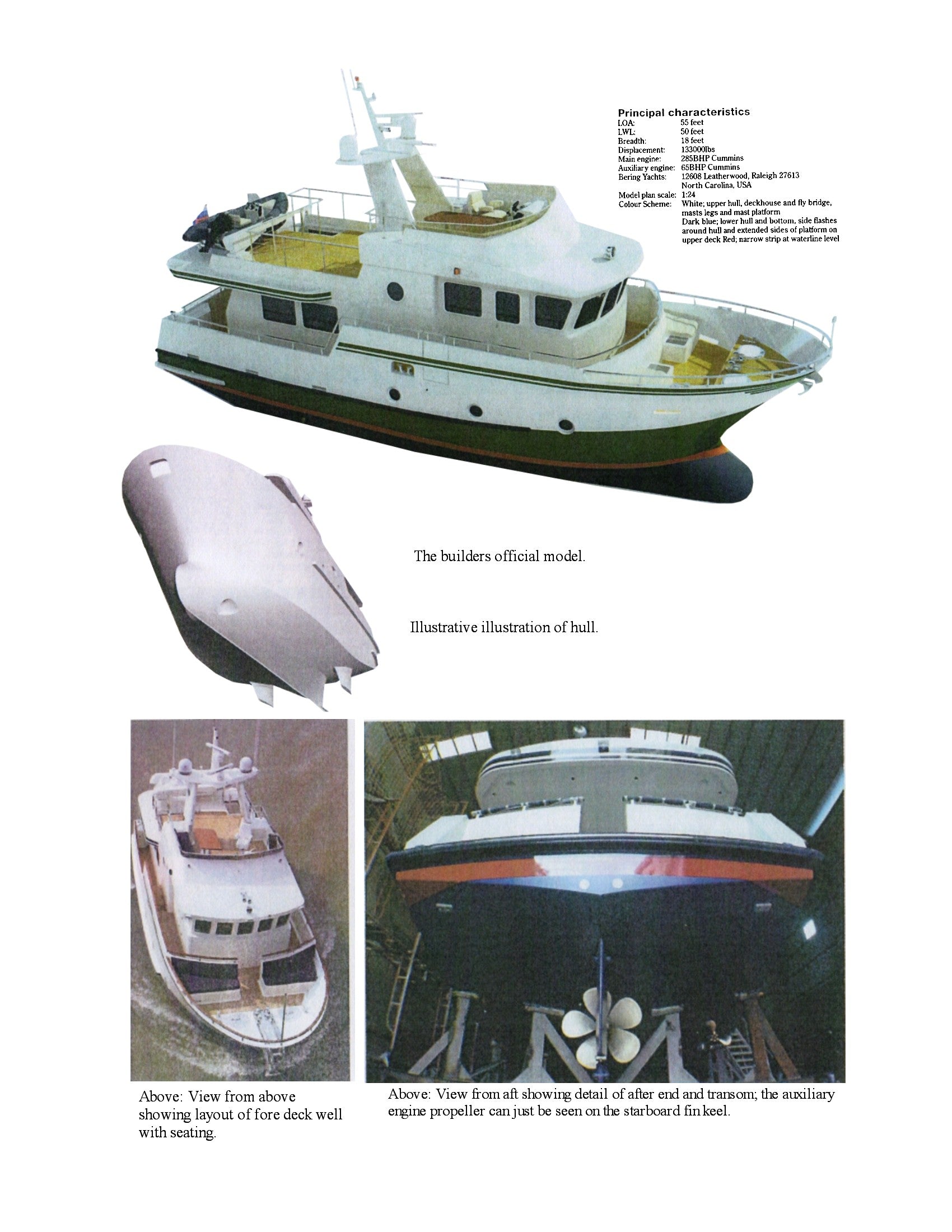 full size prinrted plan to build a 1:16 scale  bering motor yacht 41" suitable for radio control