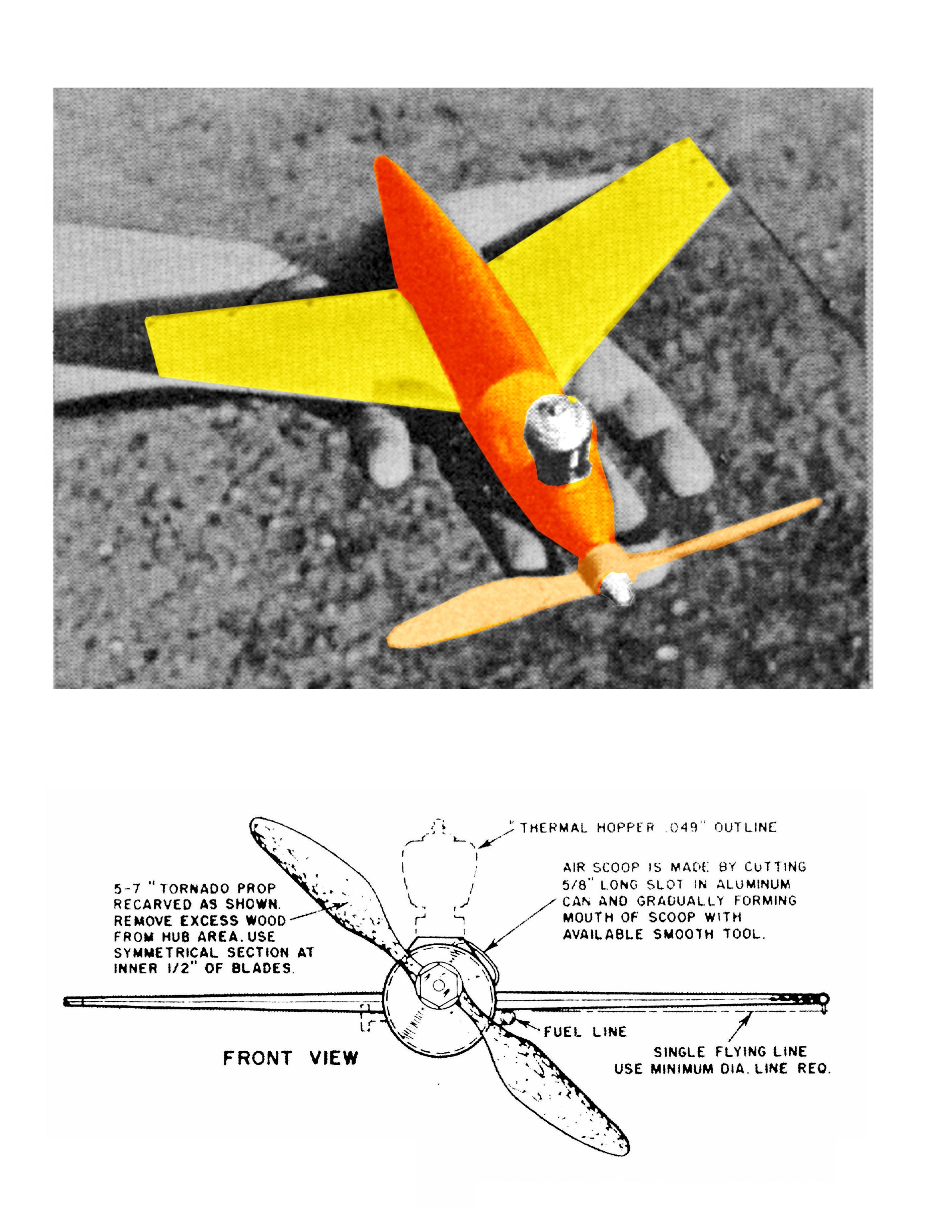 full size printed plan   control line speed  half a "minimum" wingspan 8”  engine .049