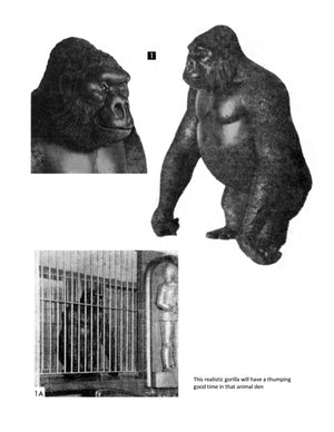 full size printed plans gorilla for your model circus scale 3/4" = 1'  height 3 3/4"  width 2 1/2