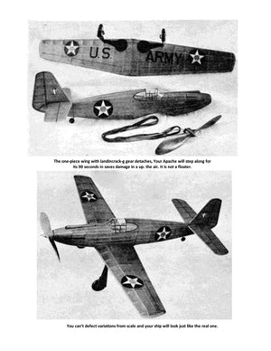 full size printed plan mustang p 51 b semi-scale 1:20 approx  wingspan 231/2”  rubber power