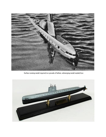 full size printed plan semi-scale 1:100 nautilus snn 571  38" auto submerge & surface