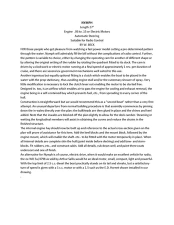 full size printed plan 27" gas or electric fast launch beginners plans suitable fo radio control