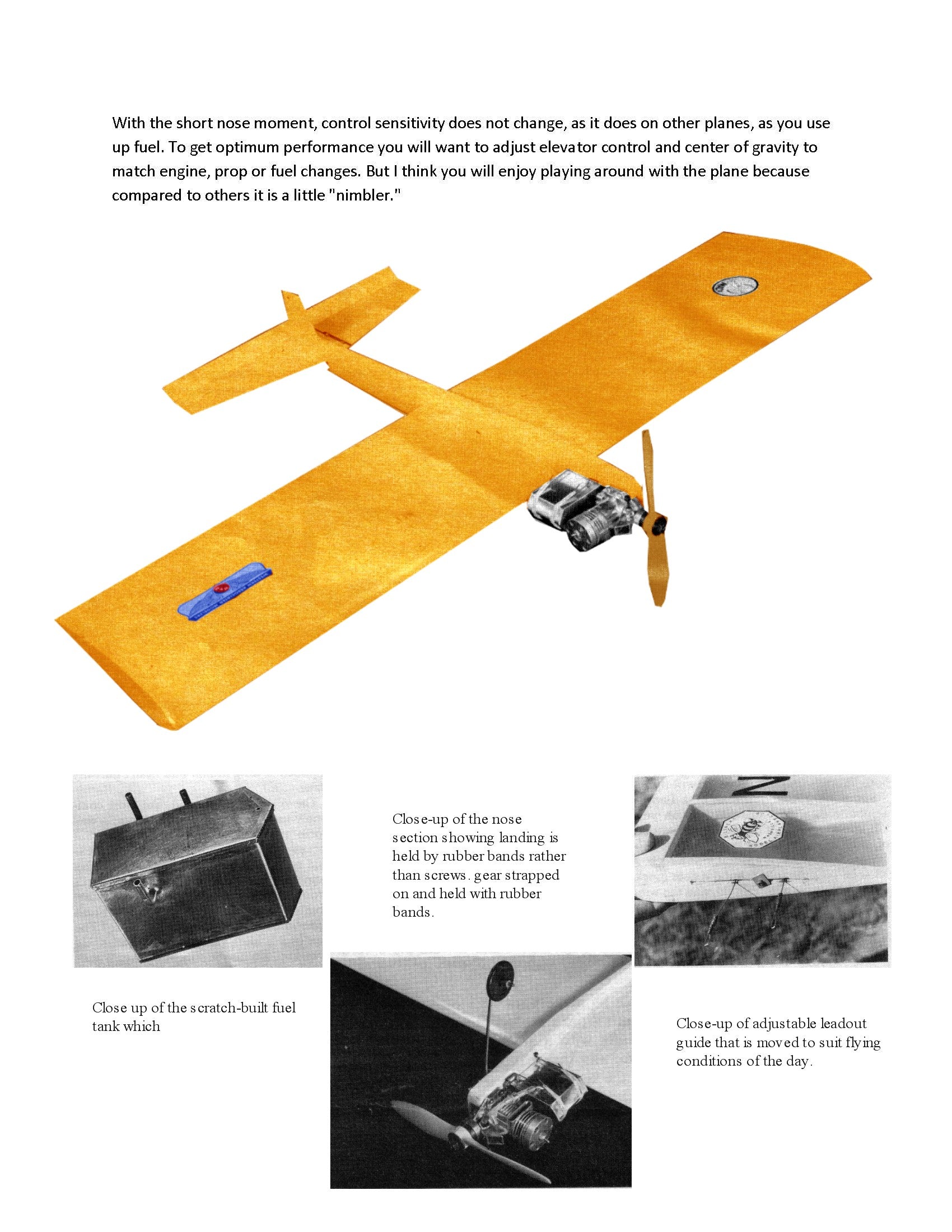 full size printed plan & building notes  slow combat *the nimbler* wingspan 42”  engine .35