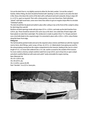 full size printed plan semi-scale 32 in. runabout  power .15 or  electric suitable for r/c