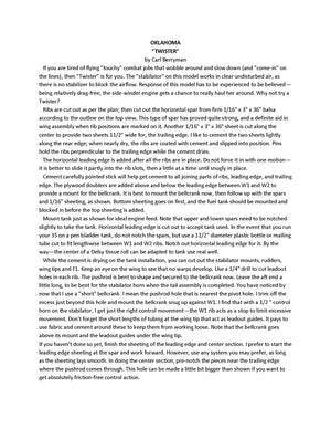 full size printed plan & building notes tough combat fighter oklahoma  "twister"  wingspan 39”  engine .35