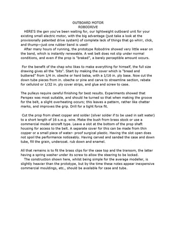 full size printed plan freelance  scale l12” outboard motor boat with electric outboard plans