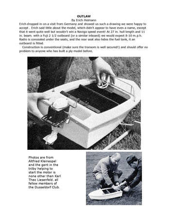 build a gas 0r electric inboard or outboard r//c boat full size printed plans