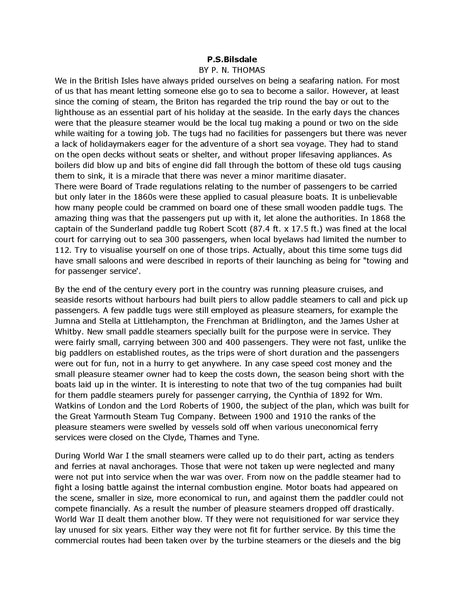 Full Size Printed Plans Scale 1:48 'tug-steamer' P.S.Bilsdale for Radi ...