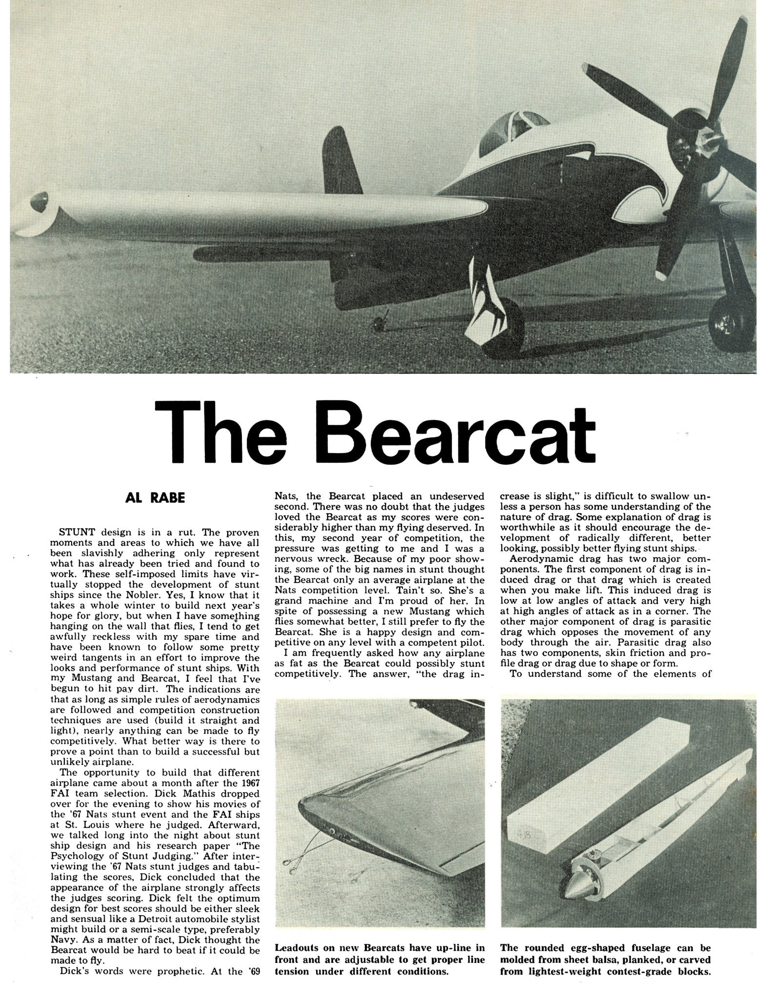 stunt plane bearcat wingspan 60" engine .35 semi scale full size printed plan