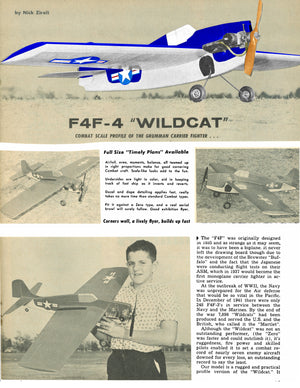 full size printed plan control line  f4f-4 "wildcat" stunt or combat  scale profile