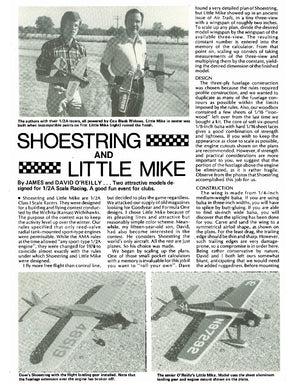 full size printed plan 1/2a scale racing control line "shoestring and little mike"
