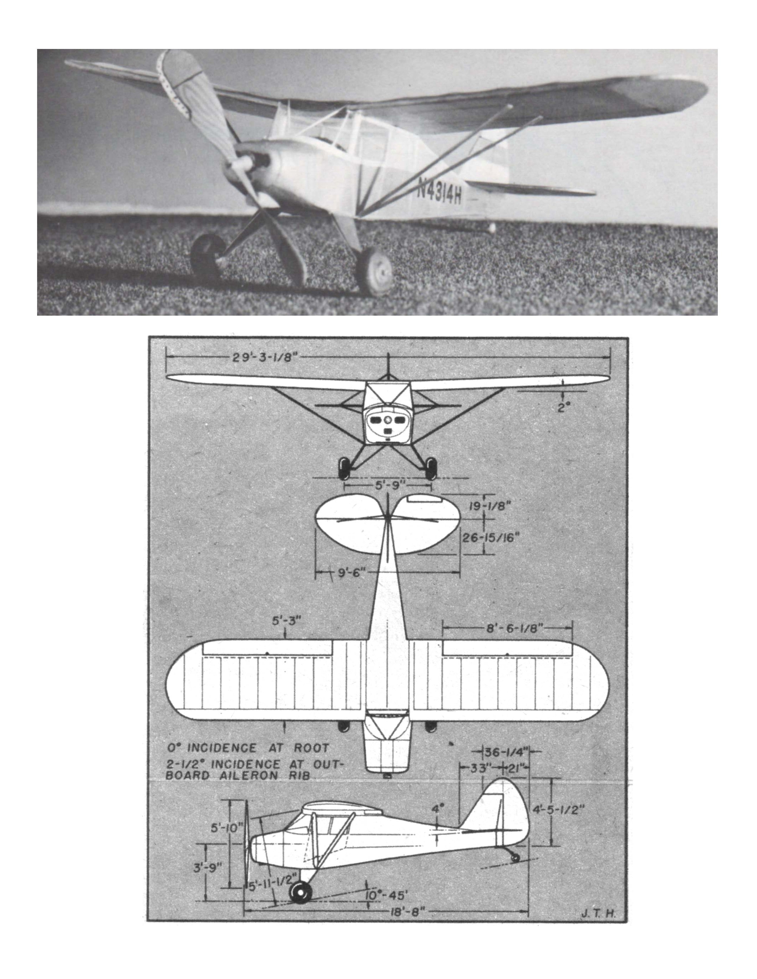 full size printed plans peanut scale "piper pa-15 vagabond"