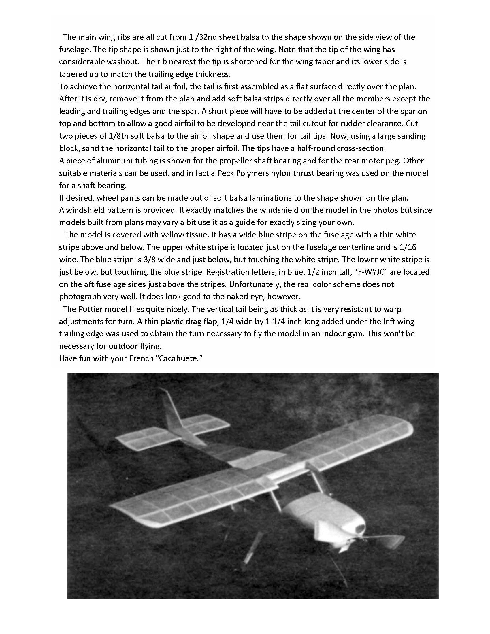 full size printed plans peanut scale "pottier p 100 ts"  fine performing peanut model