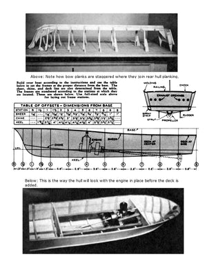 full size printed plan pt-12  boat semi scale 1:35  l 26" suitable for radio control