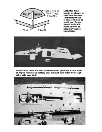 full size printed plan pt-12  boat semi scale 1:35  l 26" suitable for radio control