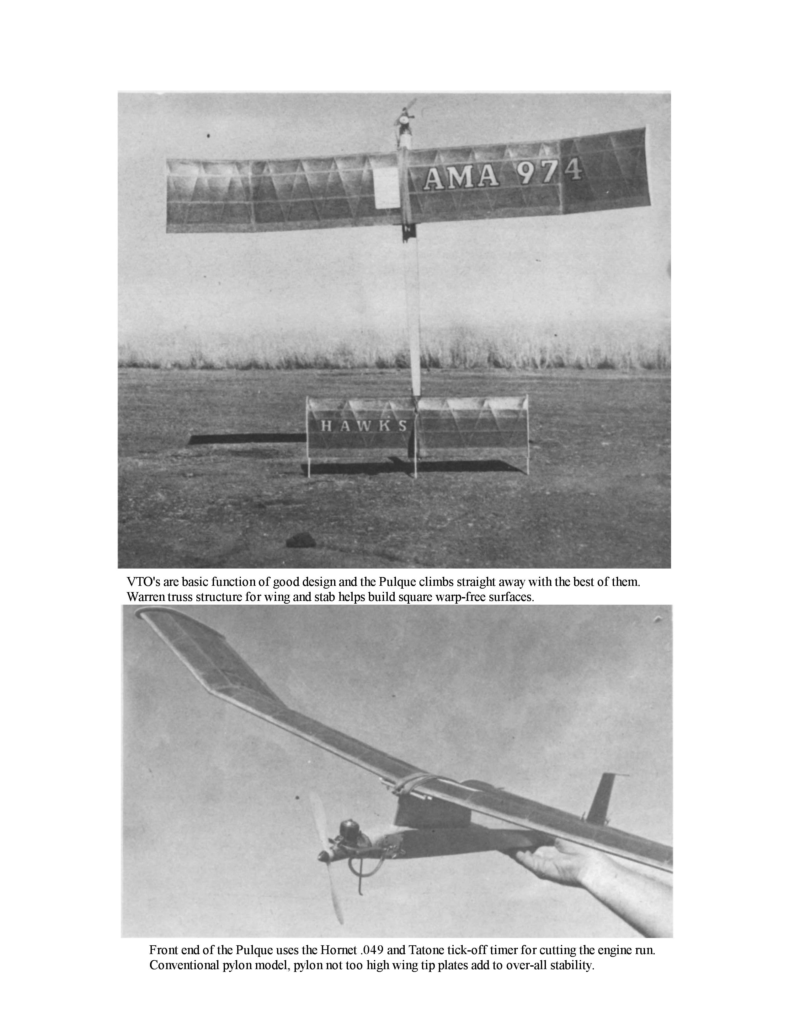 full size printed plan 1961 "pulque" free flight  w/s42”  engine 1/2a basic trainer that can also win