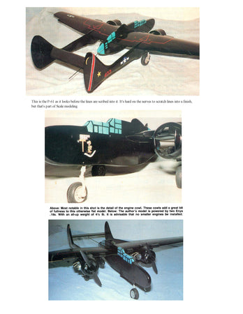 full size printed plan scale 1/16 profile control line  p 61-b black widow wingspan 49 ½”  engines two .19 to .25