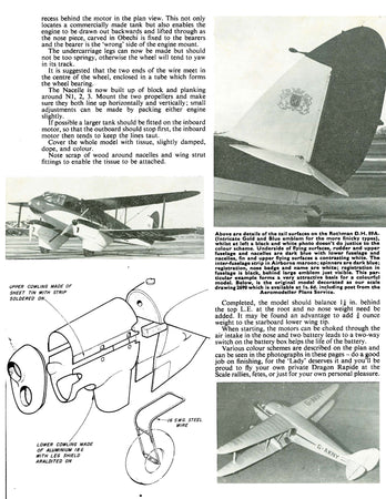 full size printed plans scale 7/8” = 1 ‘  control line 'dragon rapide' dh 89a 42" span biplane