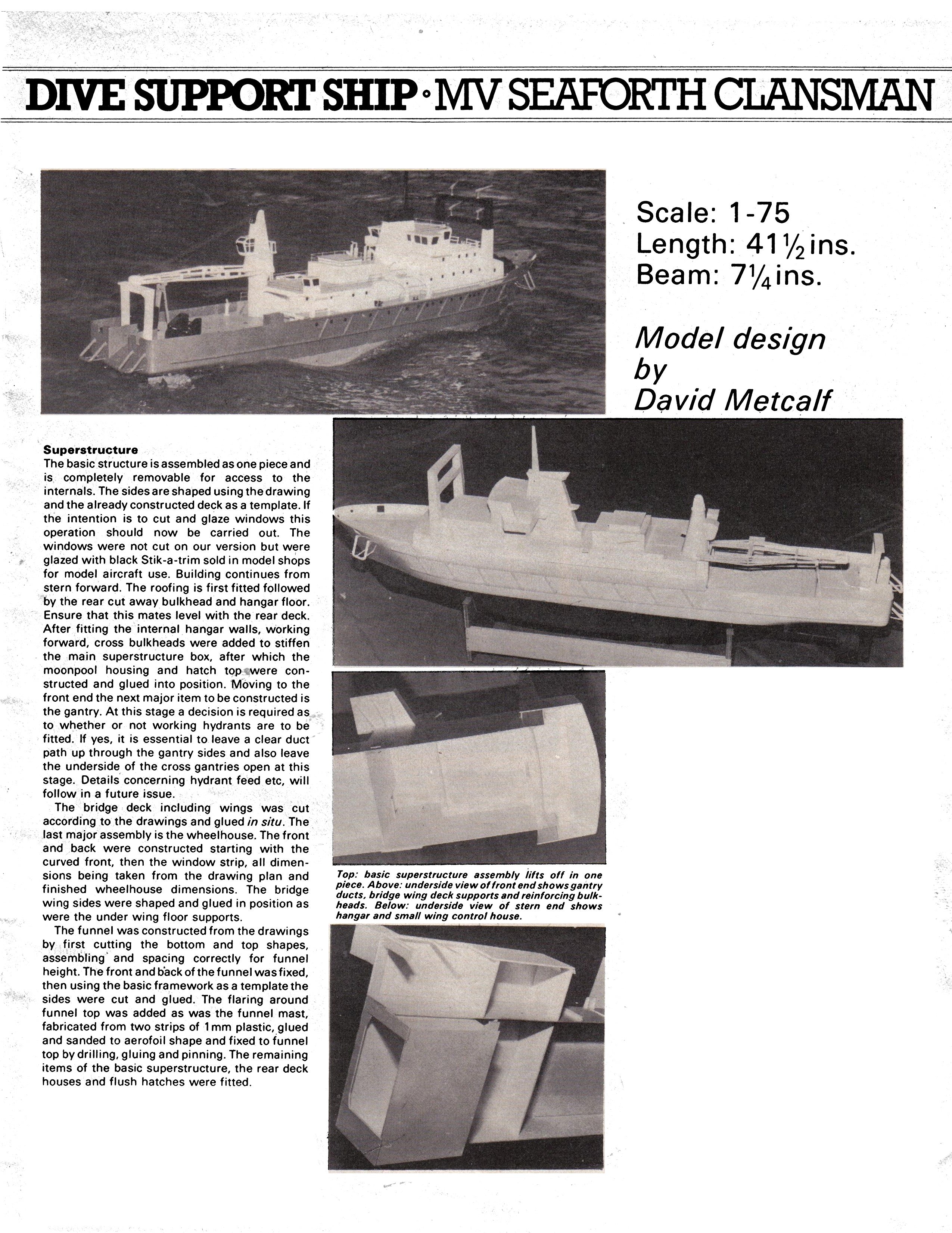 full size printed plan scale: 1:75 dive support ship seaforth clansman  seaforth clansman