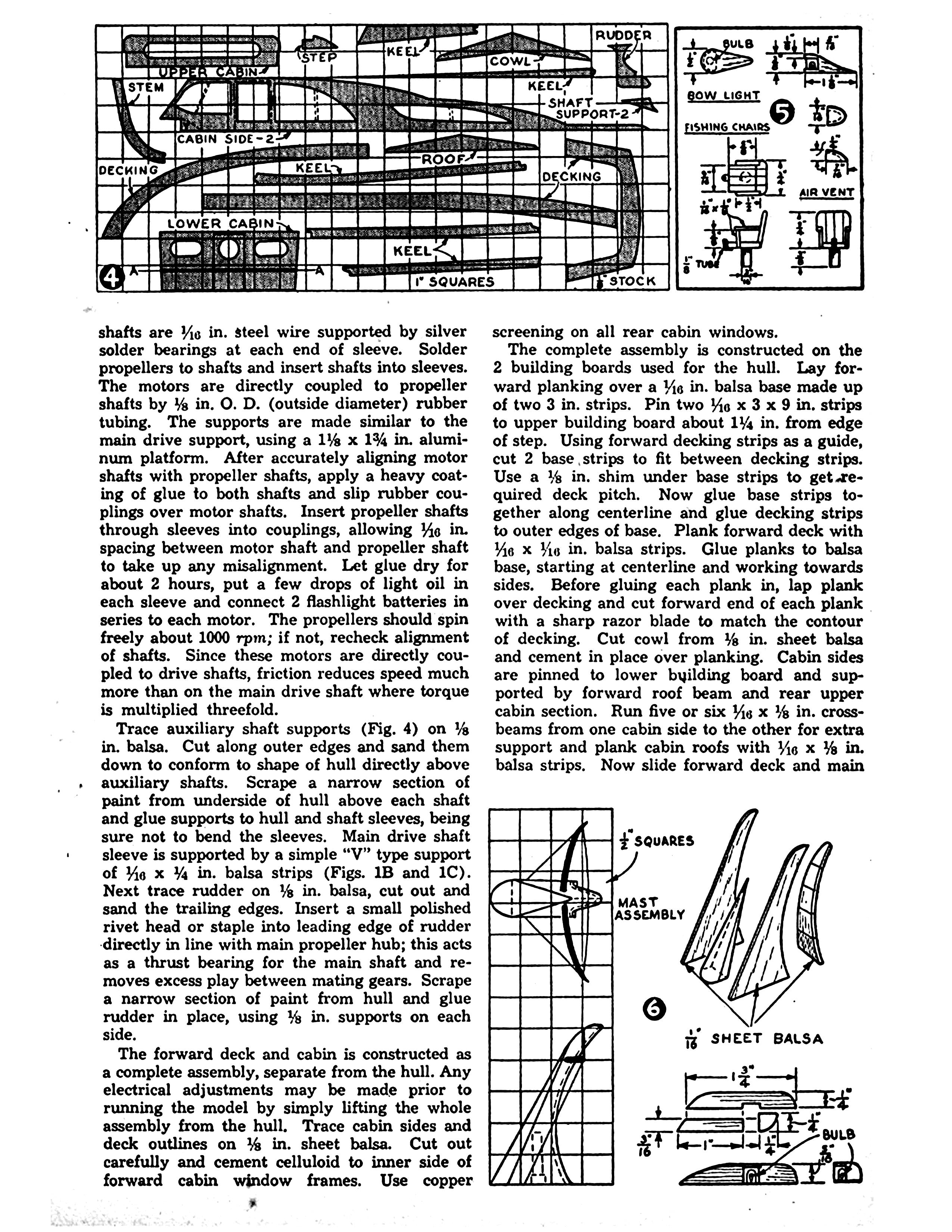 full size printed plans scale model of the owens, 42 ft. cabin cruiser suitable for radio control or light beam remote control