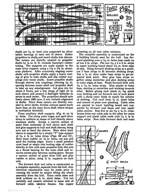full size printed plans scale model of the owens, 42 ft. cabin cruiser suitable for radio control or light beam remote control