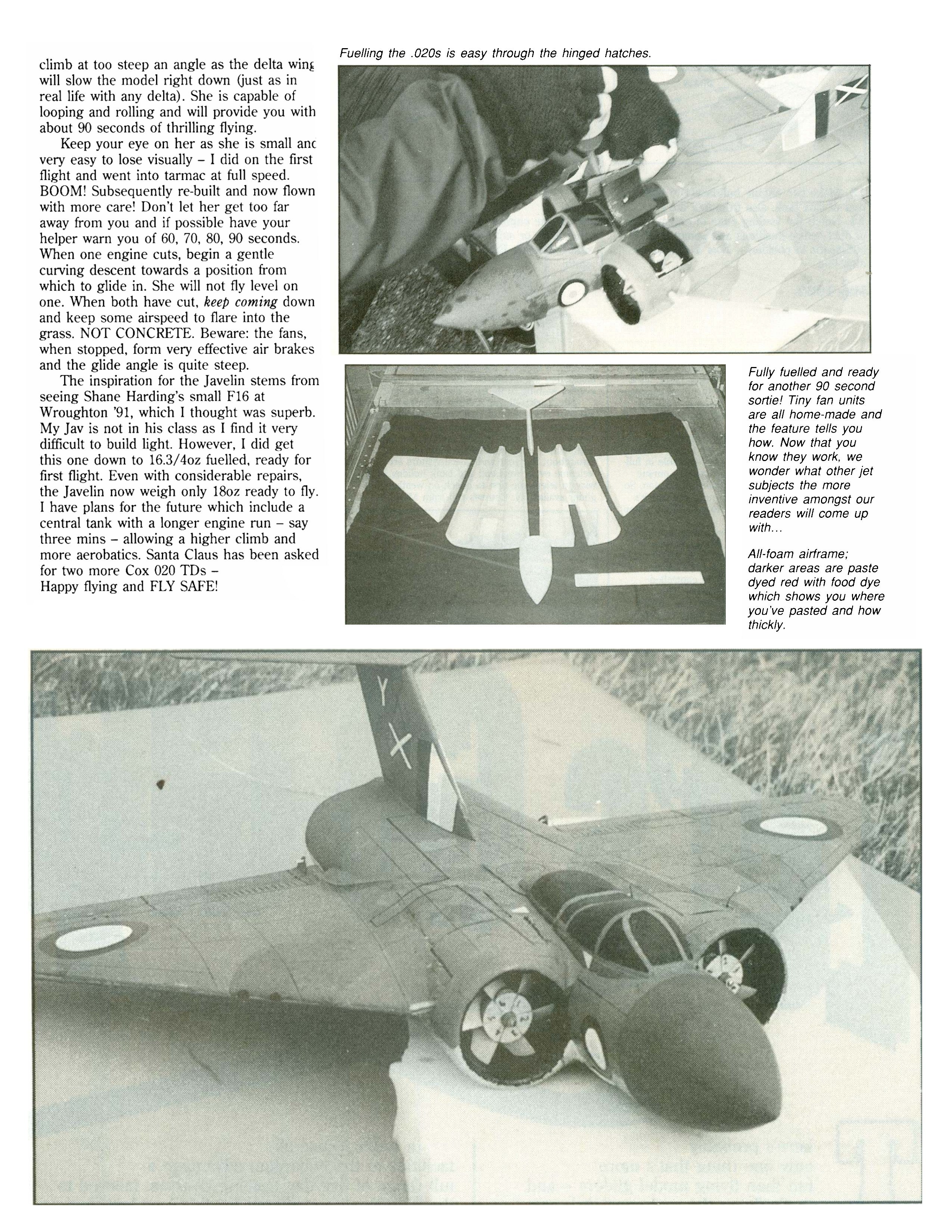 full size printed plan semi- scale 1:24 twin cox .020 ducted fan fun! gloster javelin