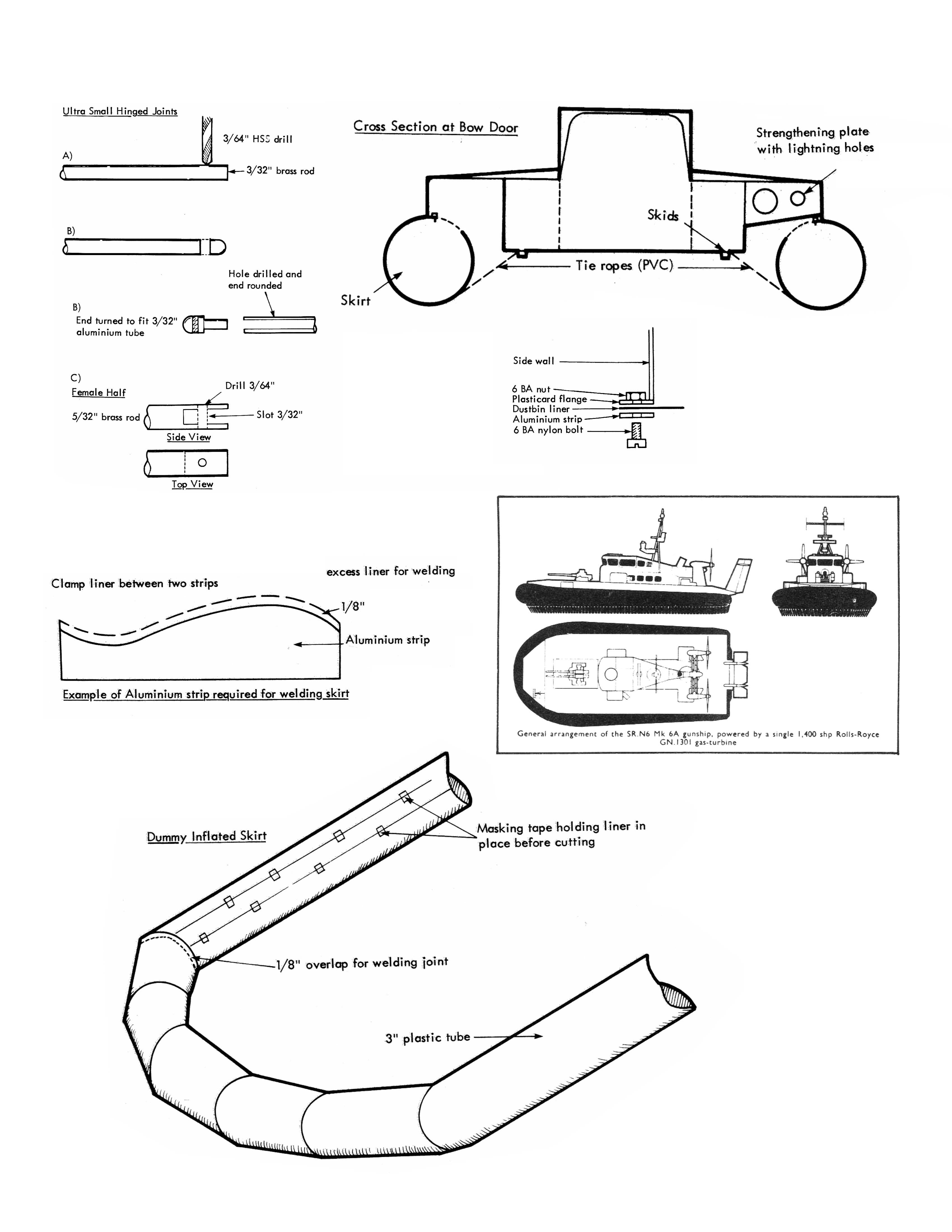full size printed plan scale 1:18 bell sk 5 hovercraft for 3 channel radio control