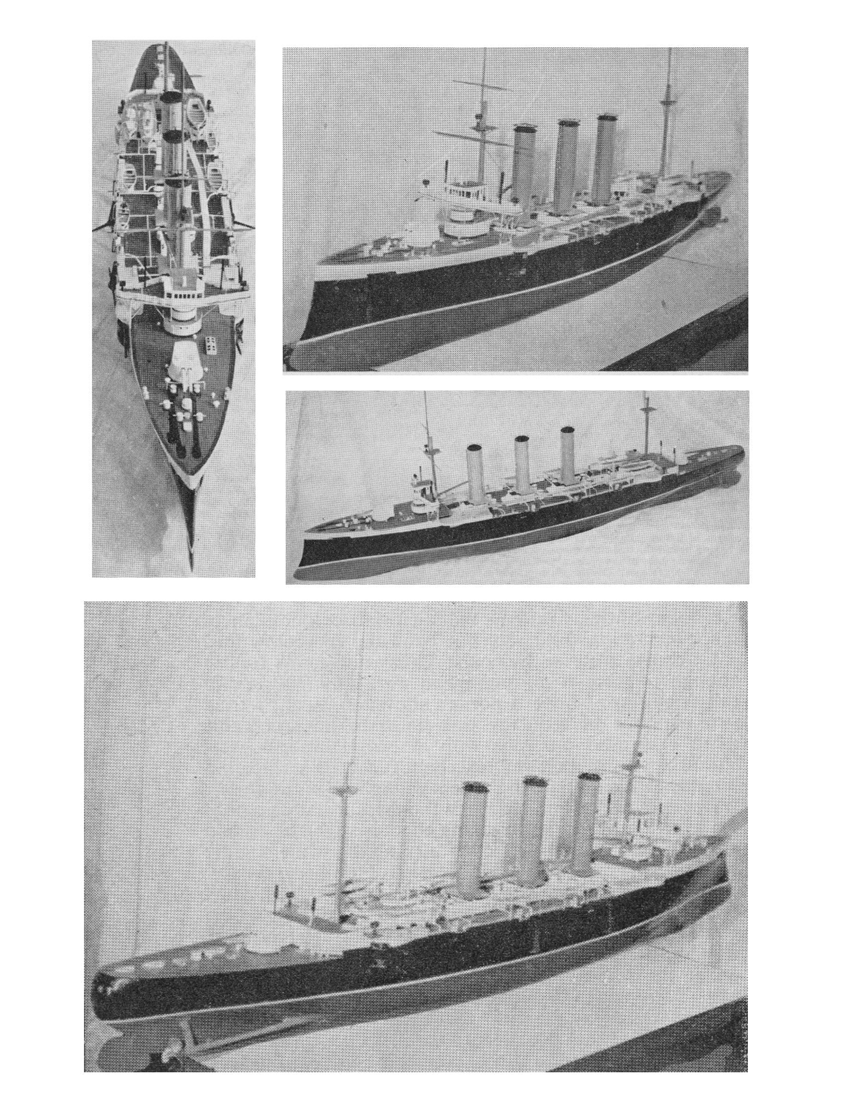 full size printed plans  scale 8’ = 1” ( 1/196) armoured cruiser  length 57 3/4" for radio control