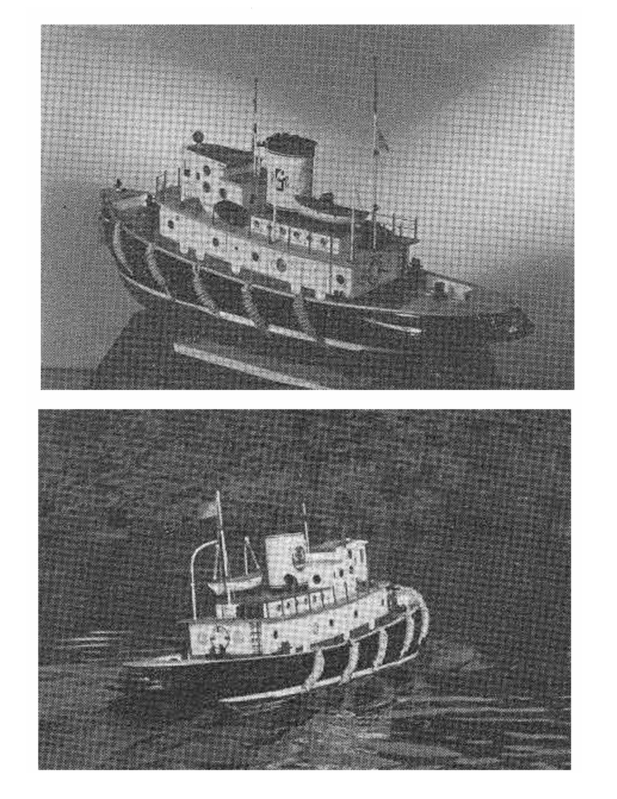 full size printed plans giant scale 1:20 tug l 48" b 13" for radio control